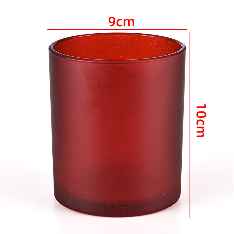 Glass candle vessel frosted red 430ml large translucent finish