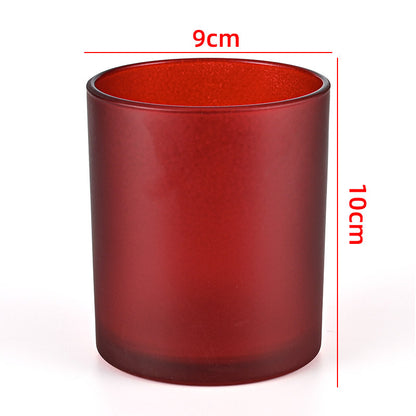 Glass candle vessel frosted red 430ml large translucent finish