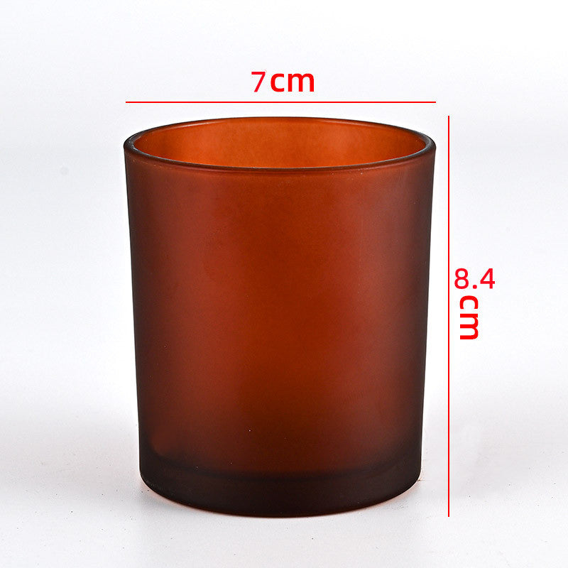 Glass candle vessel frosted brown 220ml compact translucent finish