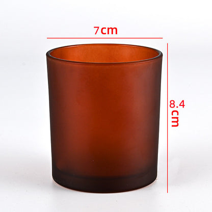 Glass candle vessel frosted brown 220ml compact translucent finish