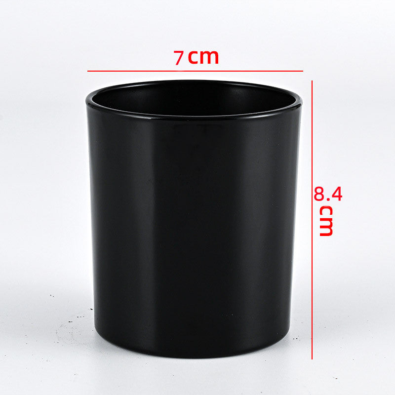 Glass candle vessel glossy black 220ml compact size front view