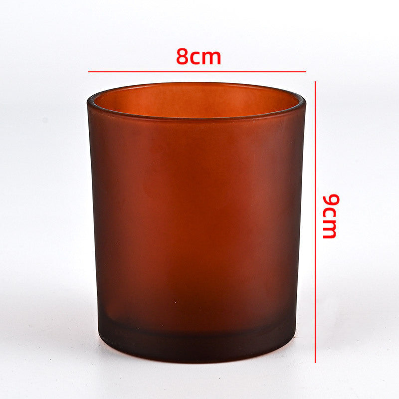 Glass candle vessel frosted brown 315ml medium translucent finish
