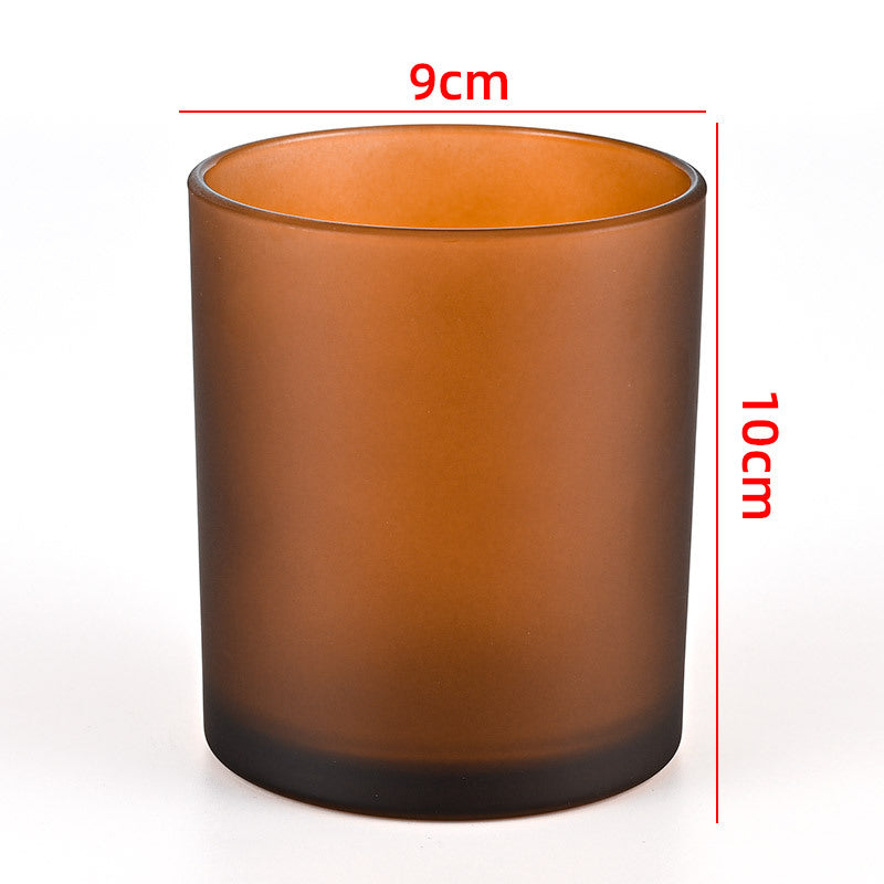 Glass candle vessel frosted brown 430ml large translucent finish