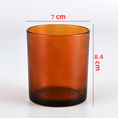 Glass candle vessel glossy amber 220ml compact size front view