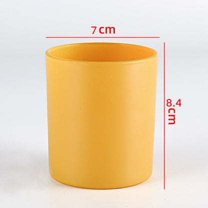Glass candle vessel glossy orange yellow 220ml front view