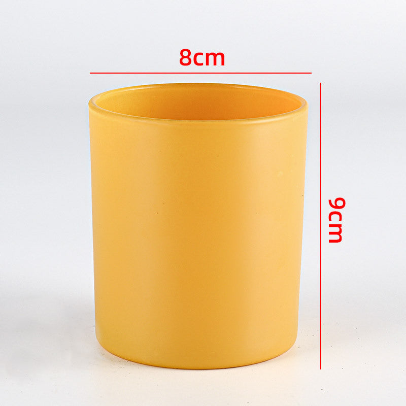 Glass candle vessel glossy orange yellow 315ml front view