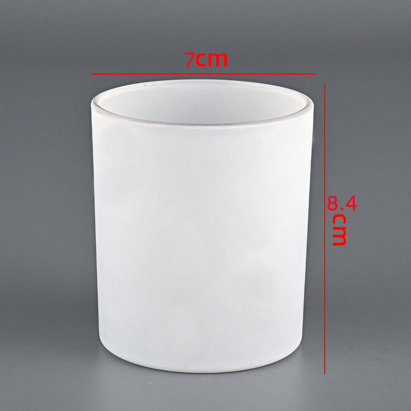 Glass candle vessel matte white 220ml compact size front view