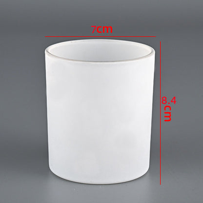 Glass candle vessel matte white 220ml compact size front view