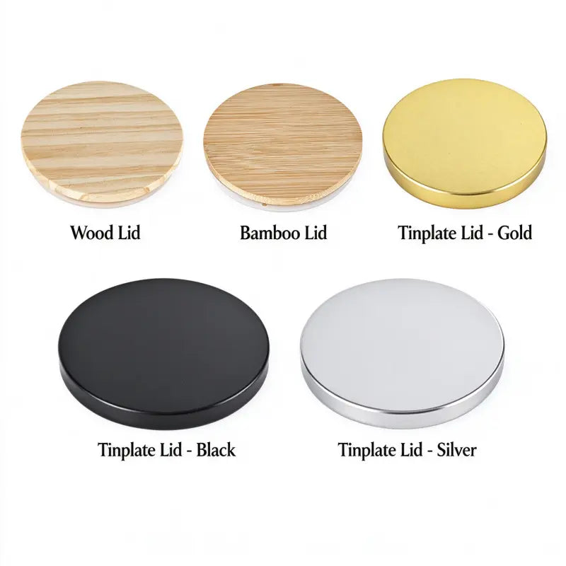 Glass candle vessel natural wood lid 80mm diameter option