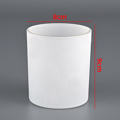Glass candle vessel matte white 315ml medium size front view
