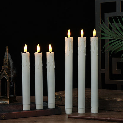 Dripping wax LED taper candle six piece upright lineup