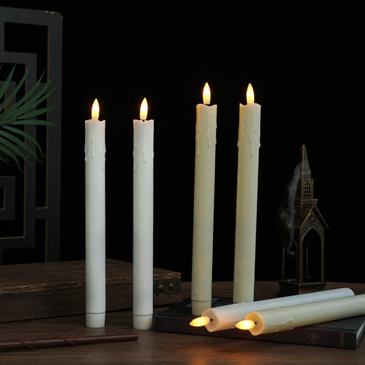 Dripping wax LED taper candle white and ivory assortment