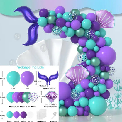 Mermaid balloon kit purple tail arch with parts diagram