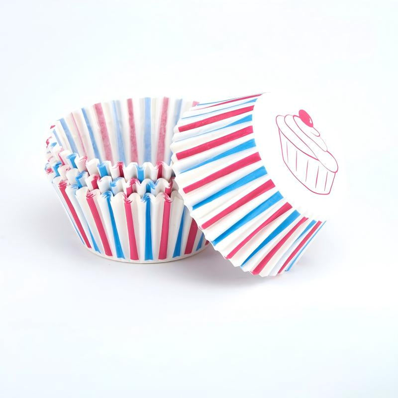 Wholesale metallic foil and greaseproof cupcake cases - White cake illustration print 100-pack