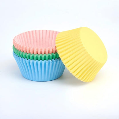 Wholesale metallic foil and greaseproof cupcake cases - 4-color pastel assorted stack 100-pack