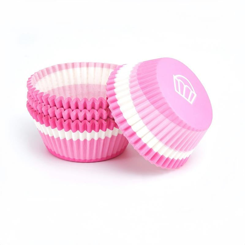 Wholesale metallic foil and greaseproof cupcake cases - Pink cake print 100-pack