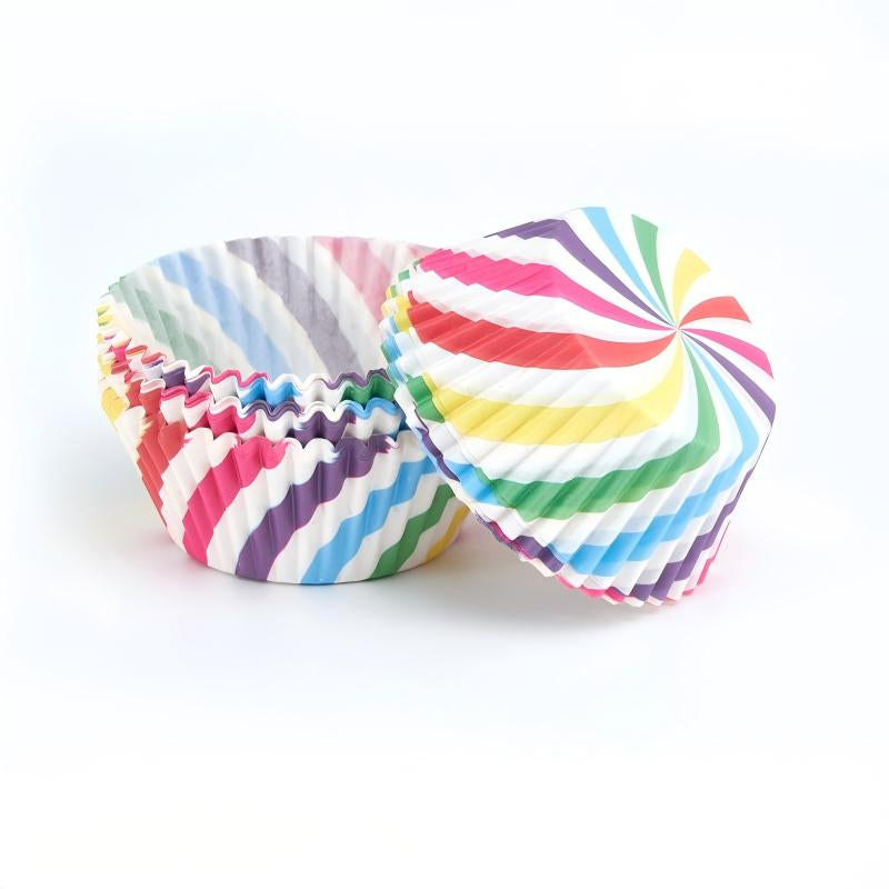 Wholesale metallic foil and greaseproof cupcake cases - Color swirl print 100-pack