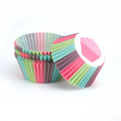 Wholesale metallic foil and greaseproof cupcake cases - Rainbow cake print 100-pack
