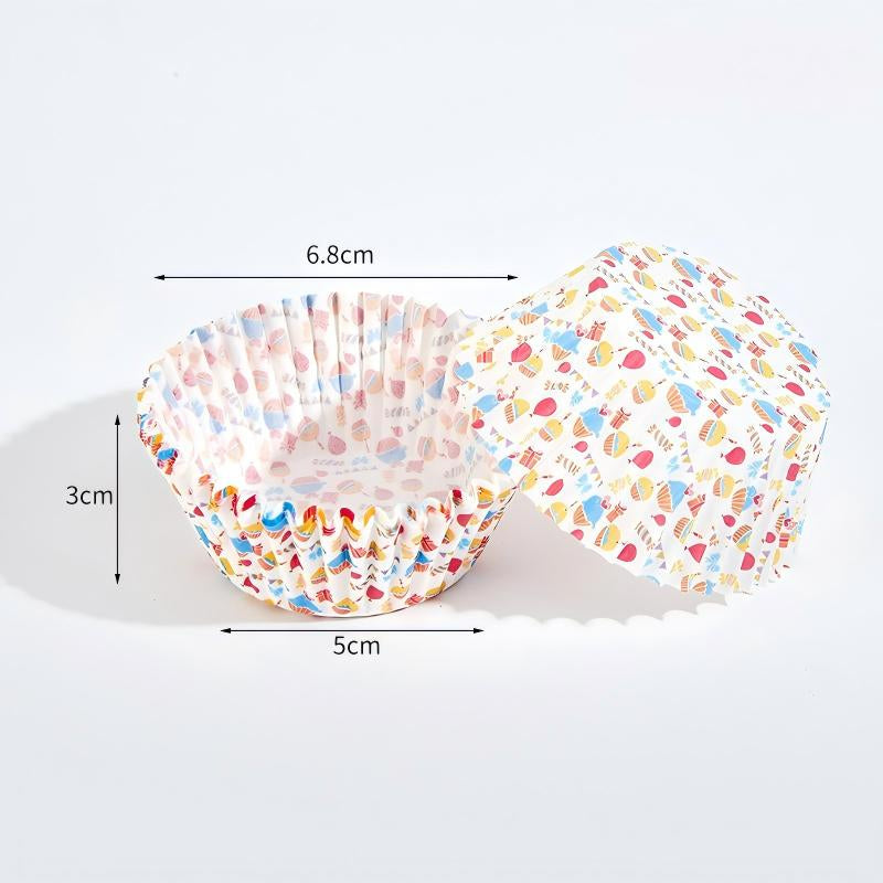 Wholesale metallic foil and greaseproof cupcake cases - Mini cupcake print with dimension specifications