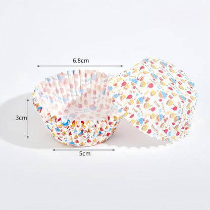 Wholesale metallic foil and greaseproof cupcake cases - Mini cupcake print with dimension specifications