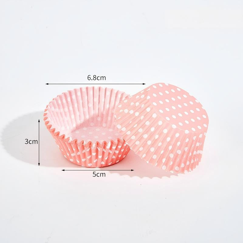 Wholesale metallic foil and greaseproof cupcake cases - Pink polka dots 100-pack