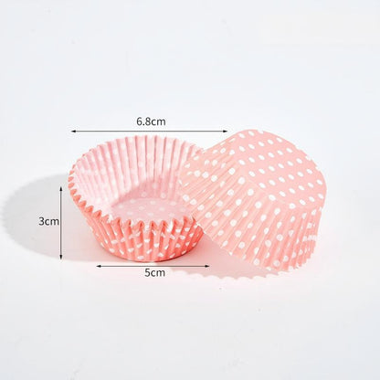 Wholesale metallic foil and greaseproof cupcake cases - Pink polka dots 100-pack