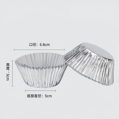 Wholesale metallic foil and greaseproof cupcake cases - Metallic silver foil finish 100-pack