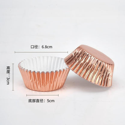 Wholesale metallic foil and greaseproof cupcake cases - Metallic rose gold foil finish 100-pack