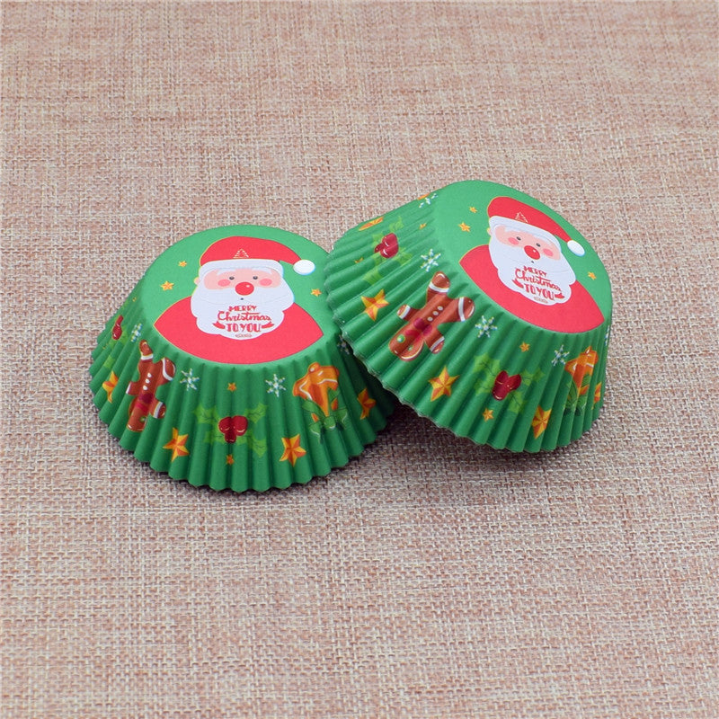 Wholesale metallic foil and greaseproof cupcake cases - Christmas Santa Claus print 100-pack