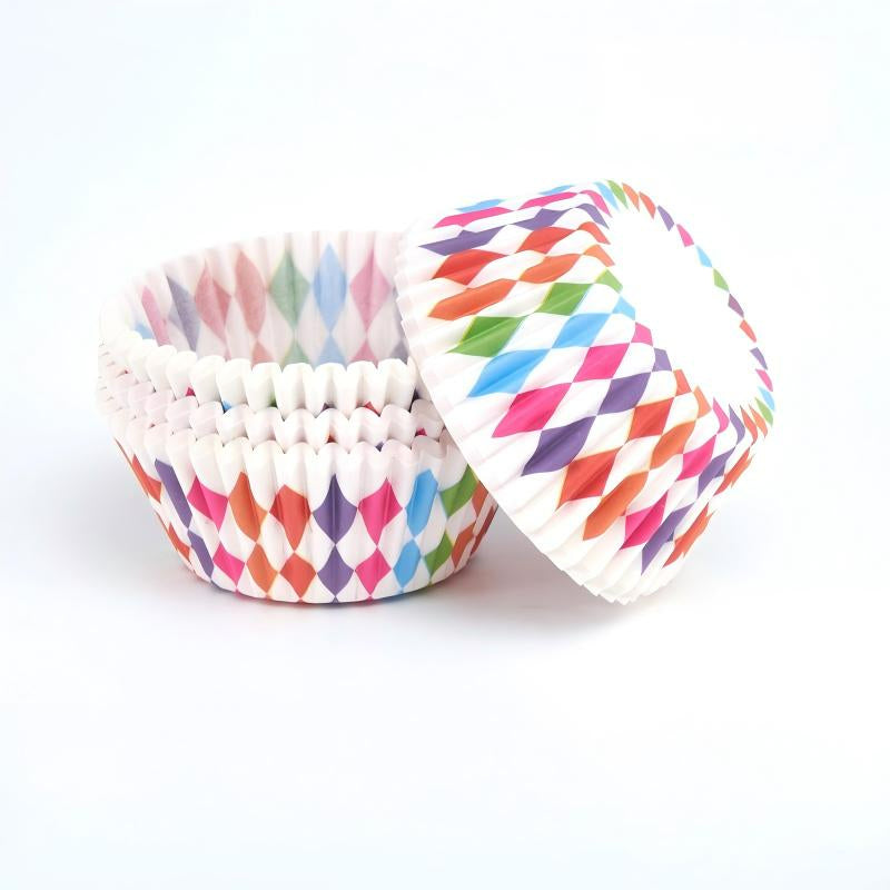 Wholesale metallic foil and greaseproof cupcake cases - White diamond pattern 100-pack