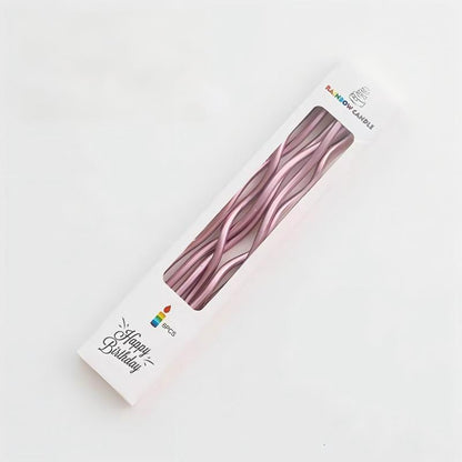 Wholesale metallic spiral birthday candles with holders - Rose gold pink metallic finish