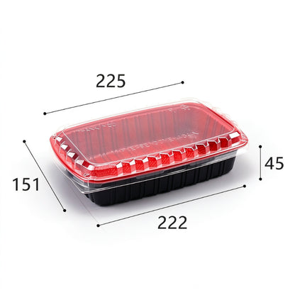 Rectangular meal container 750ml single compartment with printed dimension callouts