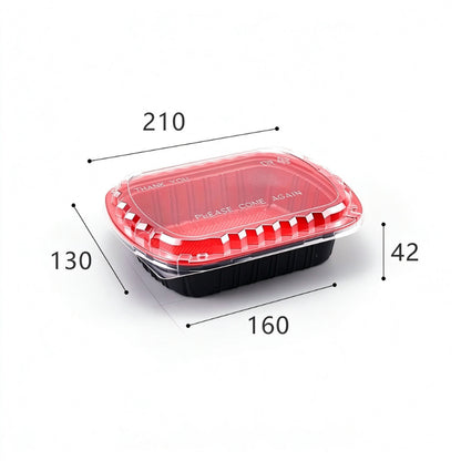 Rectangular meal container 800ml single compartment with printed dimension callouts