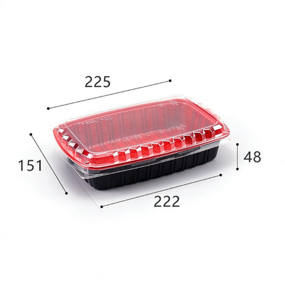 Rectangular meal container 900ml single compartment with printed dimension callouts