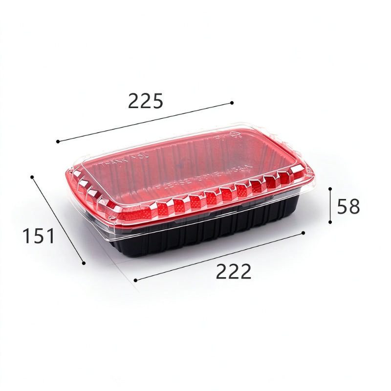 Rectangular meal container 1000ml deep base with printed dimension callouts