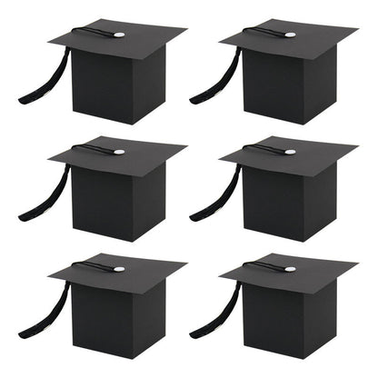 Graduation cap box black cube set with black tassels