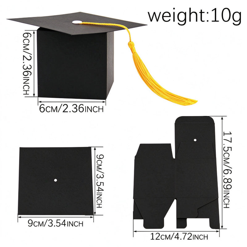 Graduation cap box dimension diagram with flat unfolded cardstock