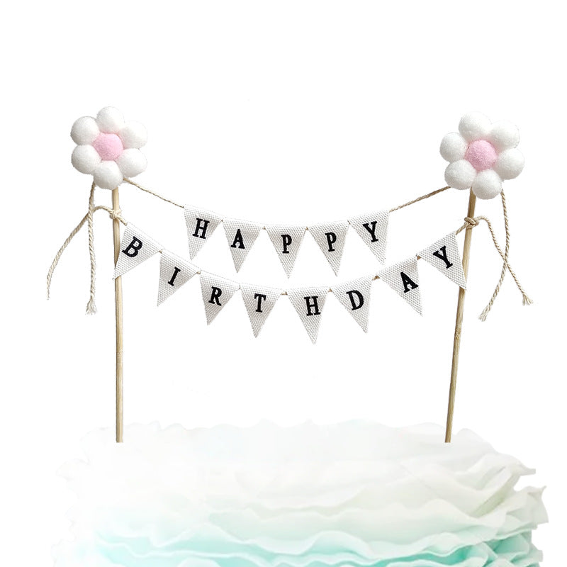 Mini bunting cake banner pink floral canvas Happy Birthday