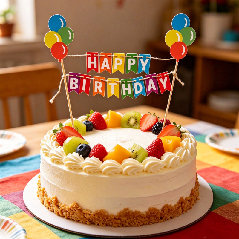 Mini bunting cake banner rainbow balloon paper pennant Happy Birthday