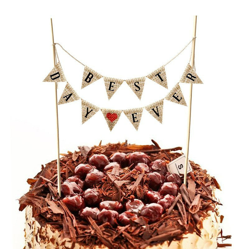 Mini bunting cake banner Best Day Ever pennants