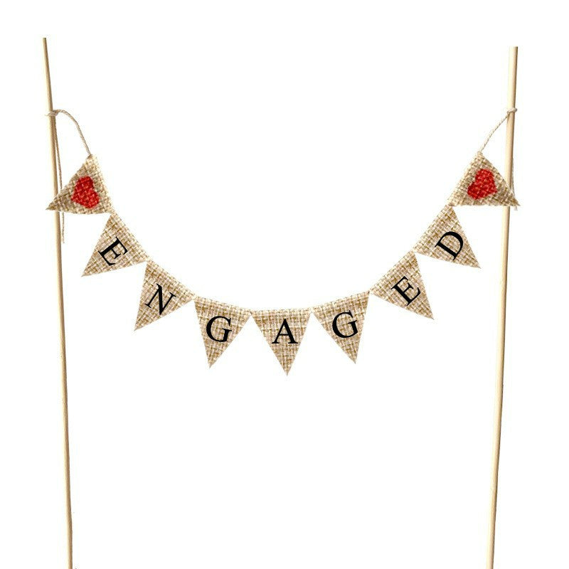 Mini bunting cake banner Engaged pennant flags