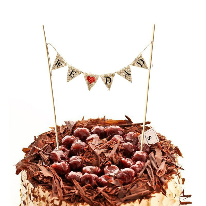 Mini bunting cake banner We Love Dad heart flags