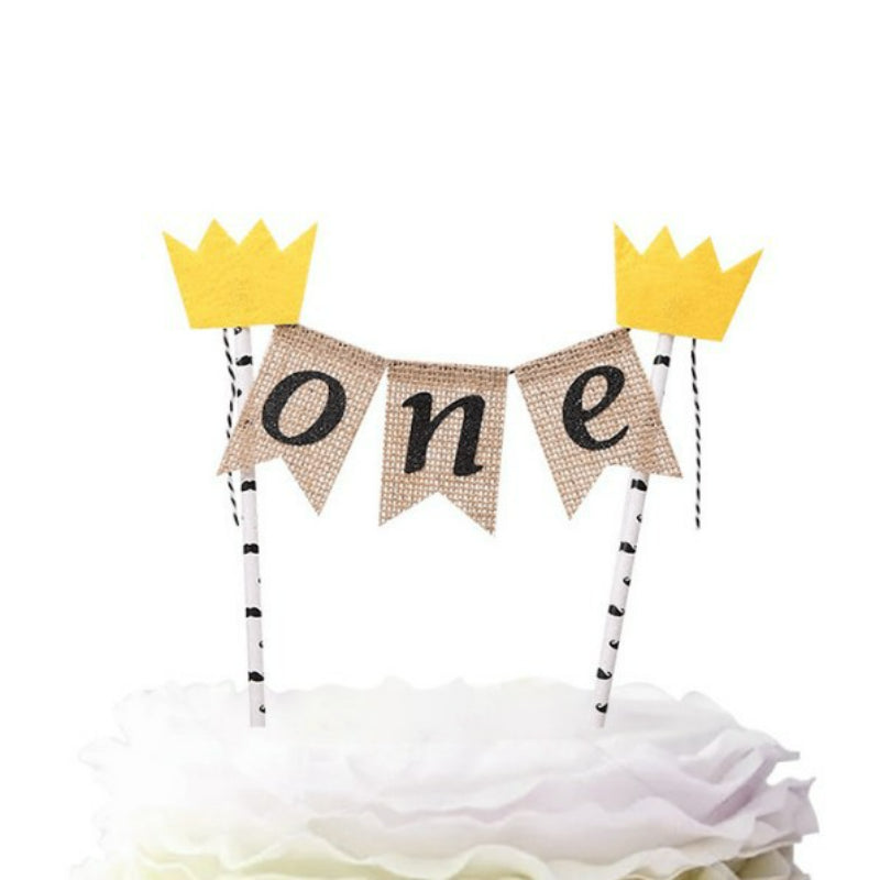 Mini bunting cake banner Crown One pennants
