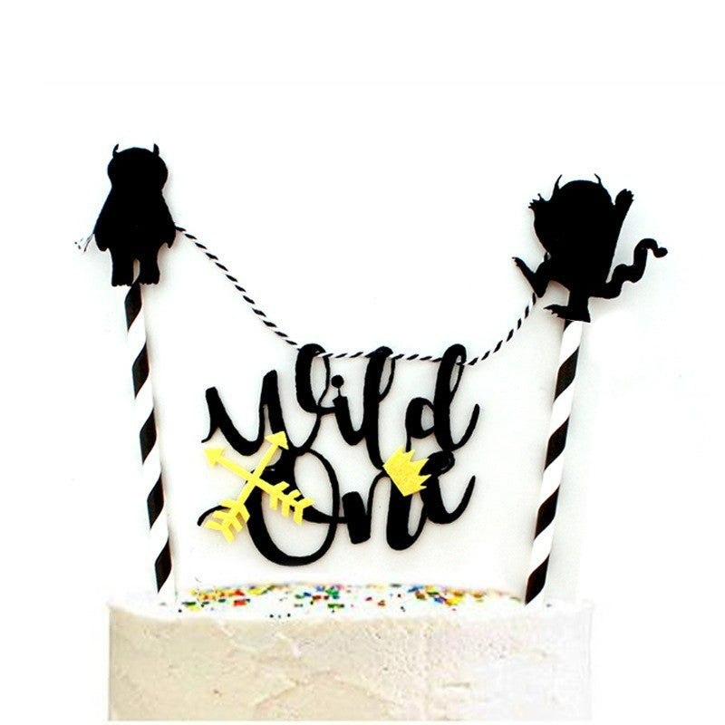 Mini bunting cake banner Monster Wild One