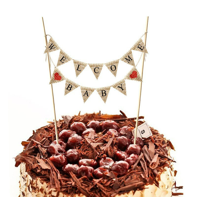 Mini bunting cake banner Welcome Baby pennants