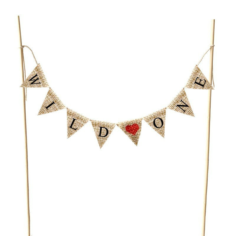Mini bunting cake banner Wild One pennant flags