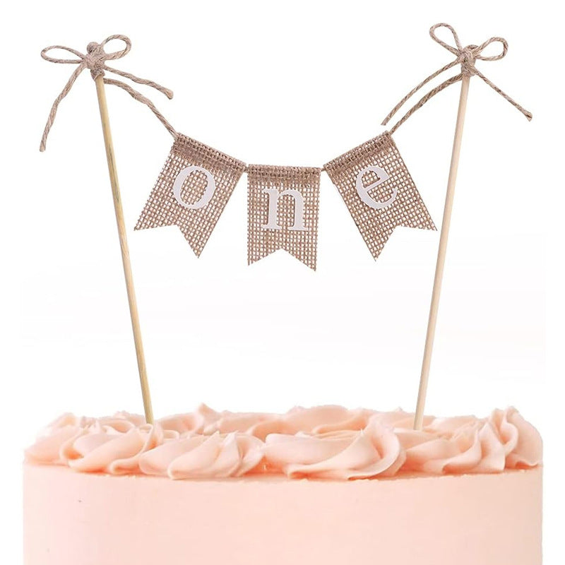 Mini bunting cake banner white swallowtail pennant One