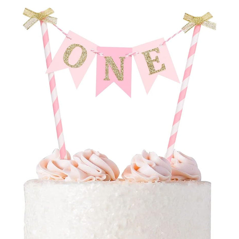 Mini bunting cake banner ribbon bow pennant One