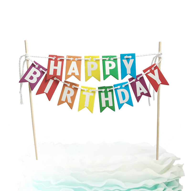 Mini bunting cake banner rainbow color paper pennant Happy Birthday