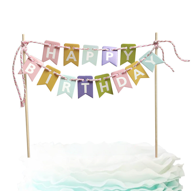 Mini bunting cake banner pastel macaron color Happy Birthday
